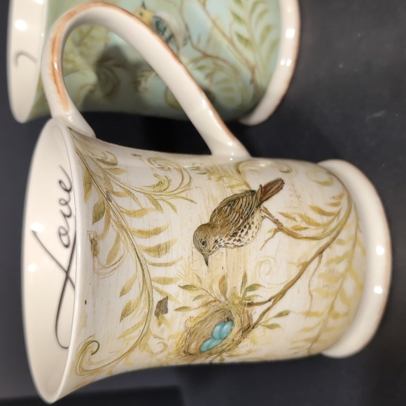 Square One,Kate Mcrosite Set Of 3 Nature's Nest Joy,Hope,Love Coffee Mugs. - Picture 2 of 14